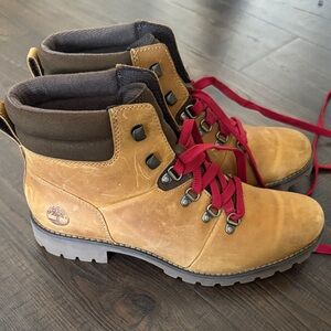Worn Once Timberland Brown Ortholite Boots with Red Laces